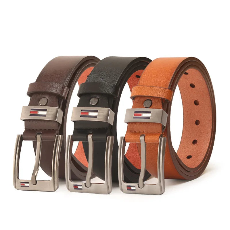 Men's Casual Leather Jeans Belts Classic Work Business Dress Belt With Prong Buckle for Men
