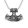 Nordic Viking Mjolnir Thor Hammer Helm of Awe Pendant Jewelry Stainless Steel Man Pendant Necklace