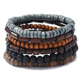 6pcs Handmade Natural Wood Bead Bracelets Sample Jewelry Elastic Healing Wood Bead Bracelet for Women Men