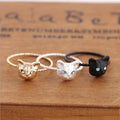 New Cute Head Cat Rings Gold Black Color Antique  Men Fashion Animal Hello Cat Knuckle Ring Women