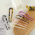 U-Shaped Hairpin with 2 Prongs Hair Pin Fork Sticks  Women Hair Accessories Antiskid Toothed U Shape Acetate Hair Chopstick Clip