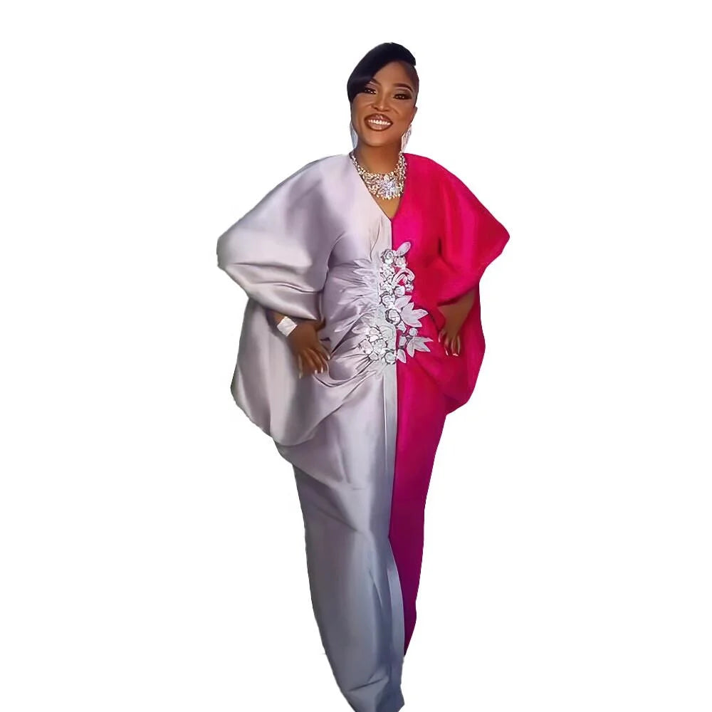 Elegance African Traditional Attire Free Africa Clothing Color Blocking Plus Size African Dress