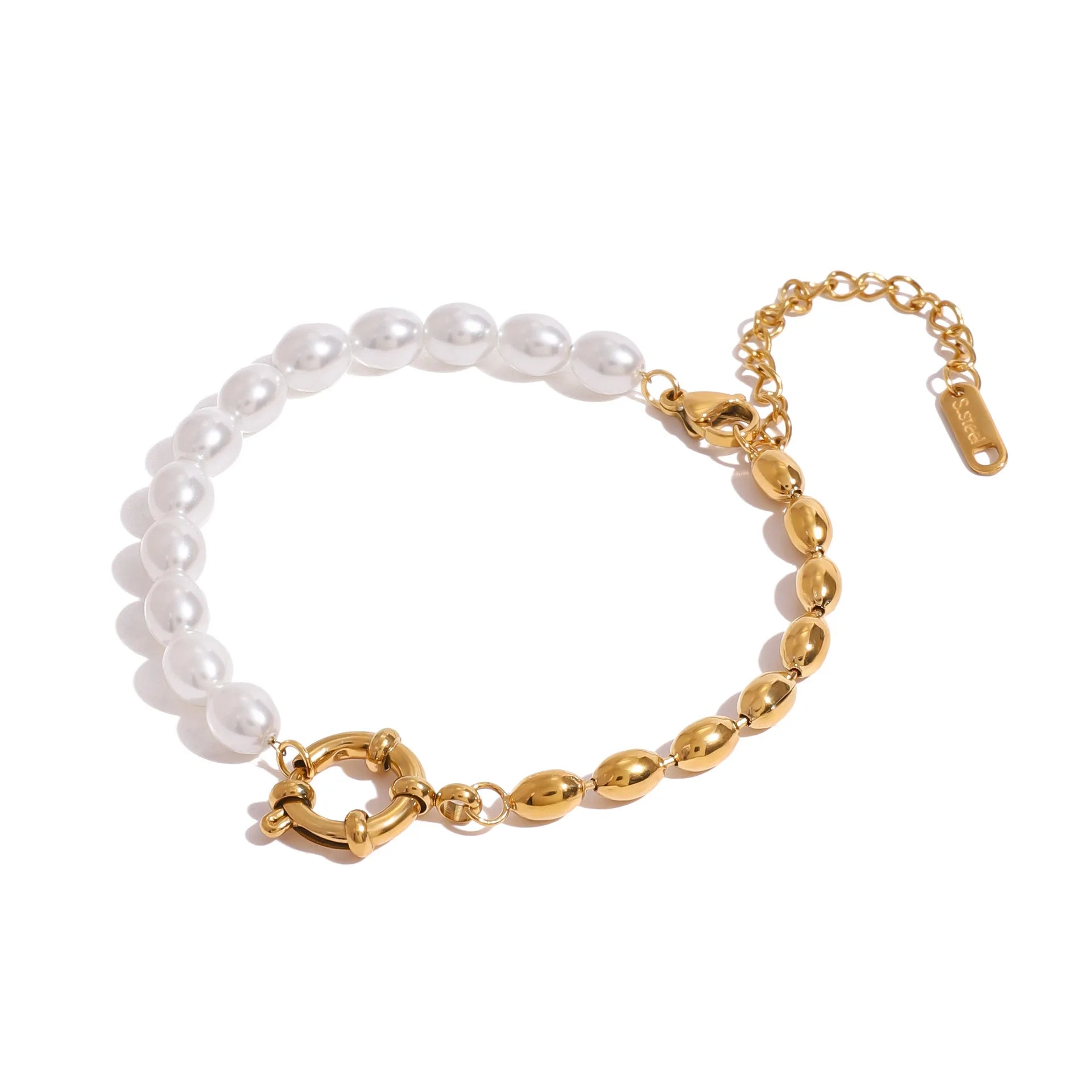 Fashion Designer Stainless Steel Clasps DIY Bracelet Trendy Sailor Clasp Pearl Bracelet for Women for Anniversary Jewelry Making