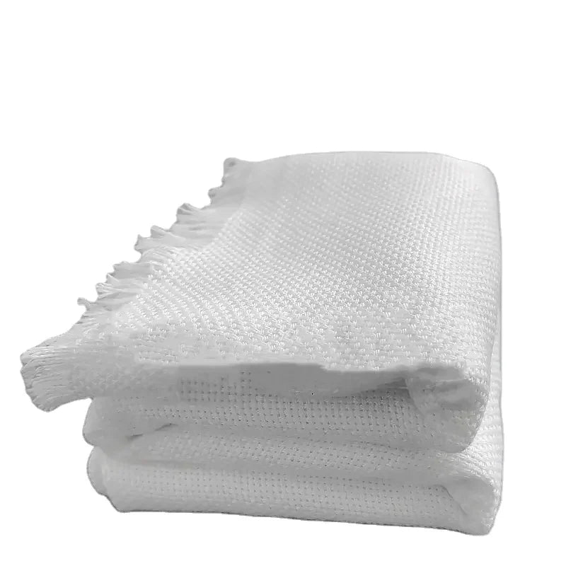 White Embroidered Knitted Stripe 100% Polyester Roll Tufting Fabric for Tufting Gun MegaBDM
