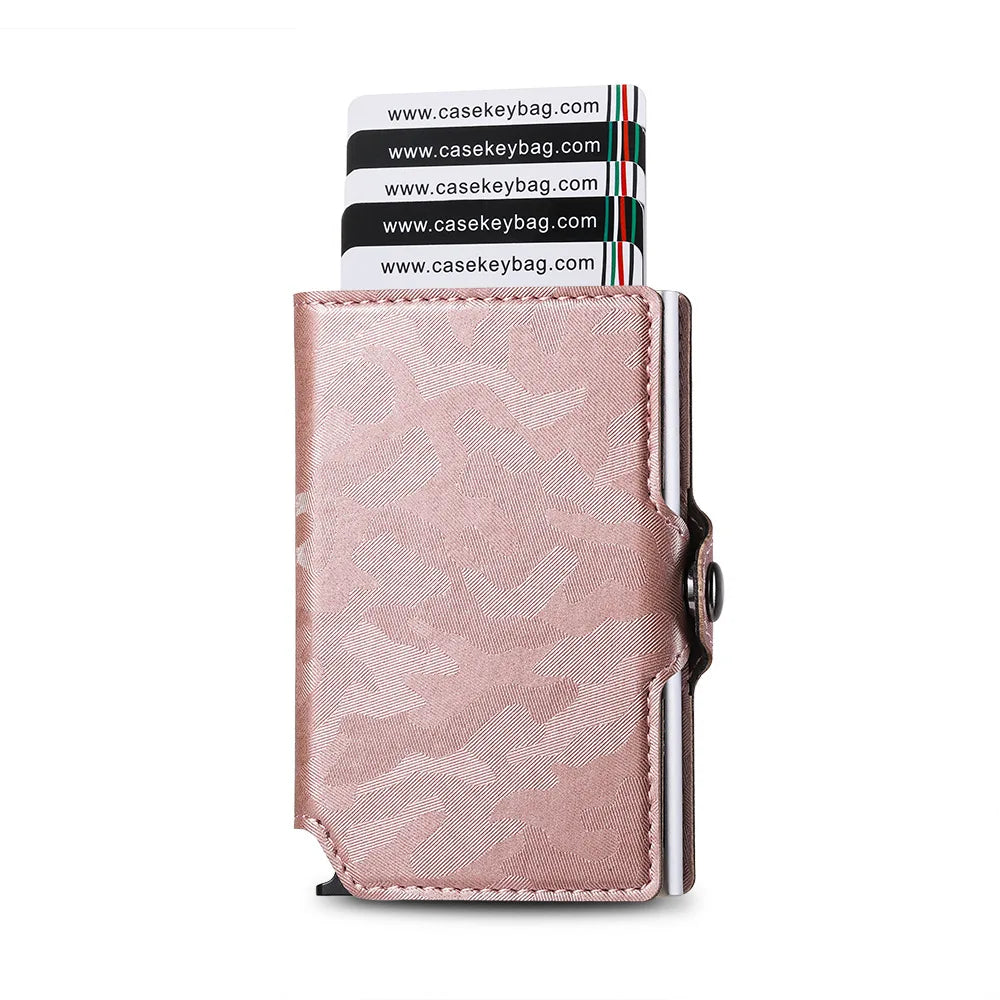 Casekey Personalized Custom Camo Pattern PU Wallet RFID Protection Ultra Thin Quick Access Automatic Men Smart Wallet