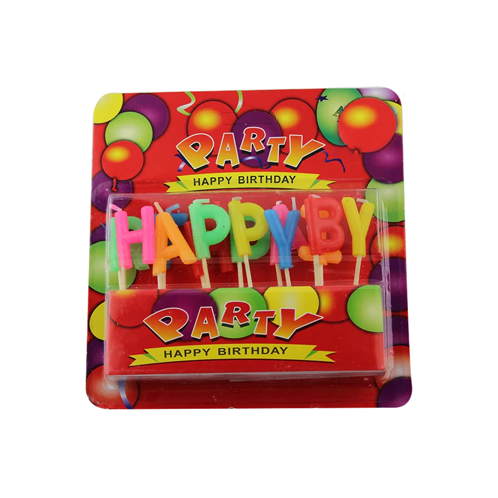 Huaming Blister Card Packed Candy Letter Candles Macaron Color Happy Birthday Party Decoration Candle Wholesale in Bulk