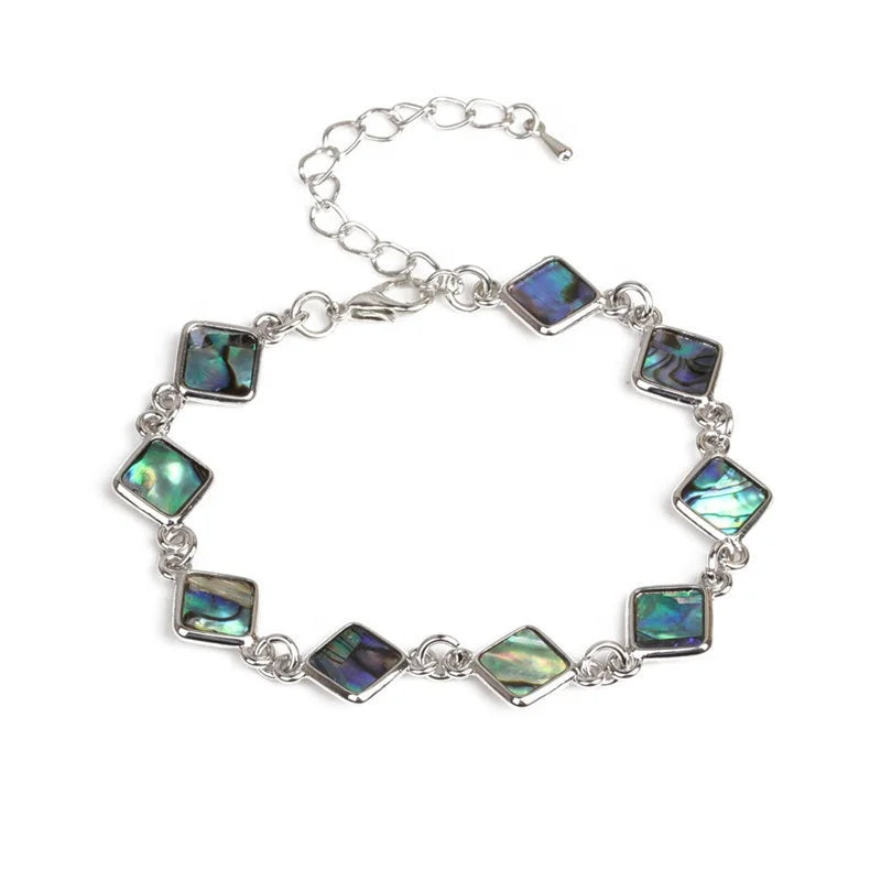 New Hot Sell Pure Handmade Colorful Abalone Shell Bracelet Rectangular Geometric Bracelet for Women Men