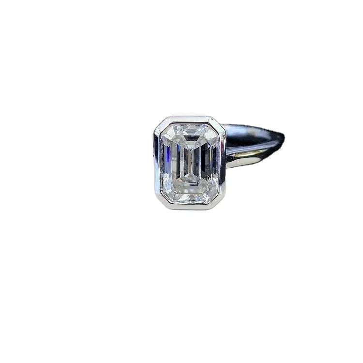 Ruyi Fine Jewelry 2ct Diamond Solitaire Set in 14K Solid Gold Bezel Classic Style Emerald Cut for Wedding Party IGI Certified