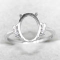 Sterling Silver 8*11mm Semi Mount Ring Empty Frame Blank Support Setting S925 Base Holder Without Center Stone for DIY Inlay