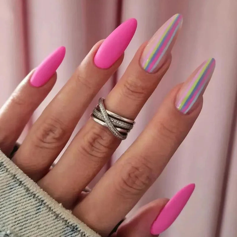 Wholesale Factory Price 24pcs Private Label Full Cover Almond Matte Fake Nail Stiletto Press on Nails for Sale