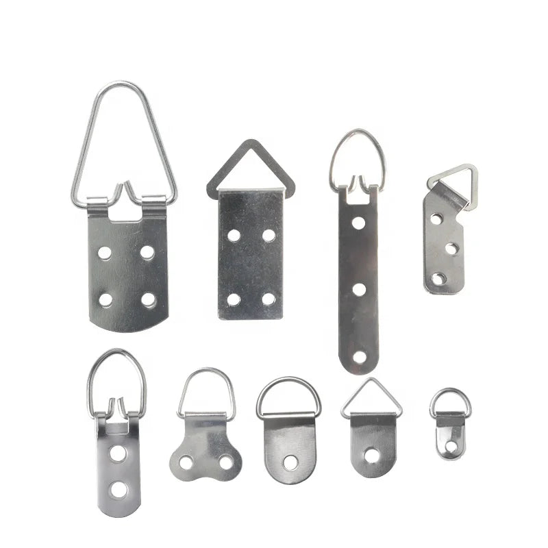 Iron D Ring Type Golden Finish Triangle Wall Hanging Picture Frame Hanger with Screw Frame Hooks MegaBDM