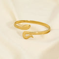 No Fade 18k Gold Plated Stainless Steel Open Bangle Vintage Style Snake Shaped Cuff Bracelet for Women Jewelry Bijoux Femme