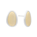 925 Sterling Silver Huggie Earrings Sandblasted with Two-Tone Gold Plating for Anniversary Party Gift Ideas