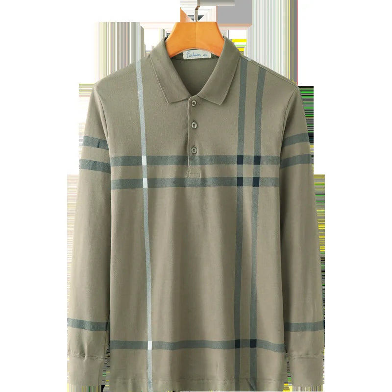 Long Sleeve Cotton New Lapel Loose Casual Men Polo Support Customization