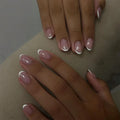 24 Pcs/set Soft Acrylic 3599 French Nail Tips with Classic White Tips Short Round French Press on Nails Artificial Fingernails MegaBDM