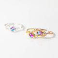 Wholesale 925 Sterling Silver Prong Setting Zircon Round Colorful Glass Adjustable Ring for Women Gifts