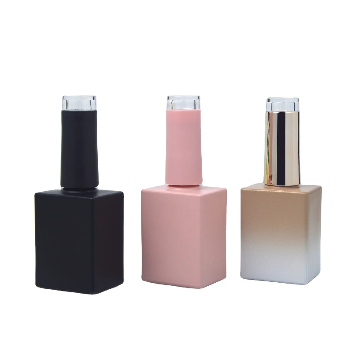 Custom Black 10ml 15ml UV Gel Glass Square Nail Polish Bottle with Brush Cap Screen Printing TUV Certified for Nail Polish Oil