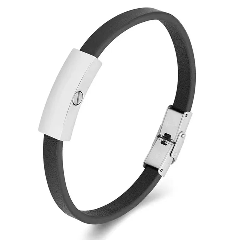 Stainless Steel God Bless Memorial Urn Bracelet Genuine Leather Cremation Ashes Keepsake Urn Fashion Bracelet