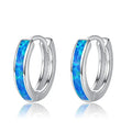 OUJ Direct Sales Luxury Style 925 Silver Blue and White Opal Huggies Earrings for Women and Men