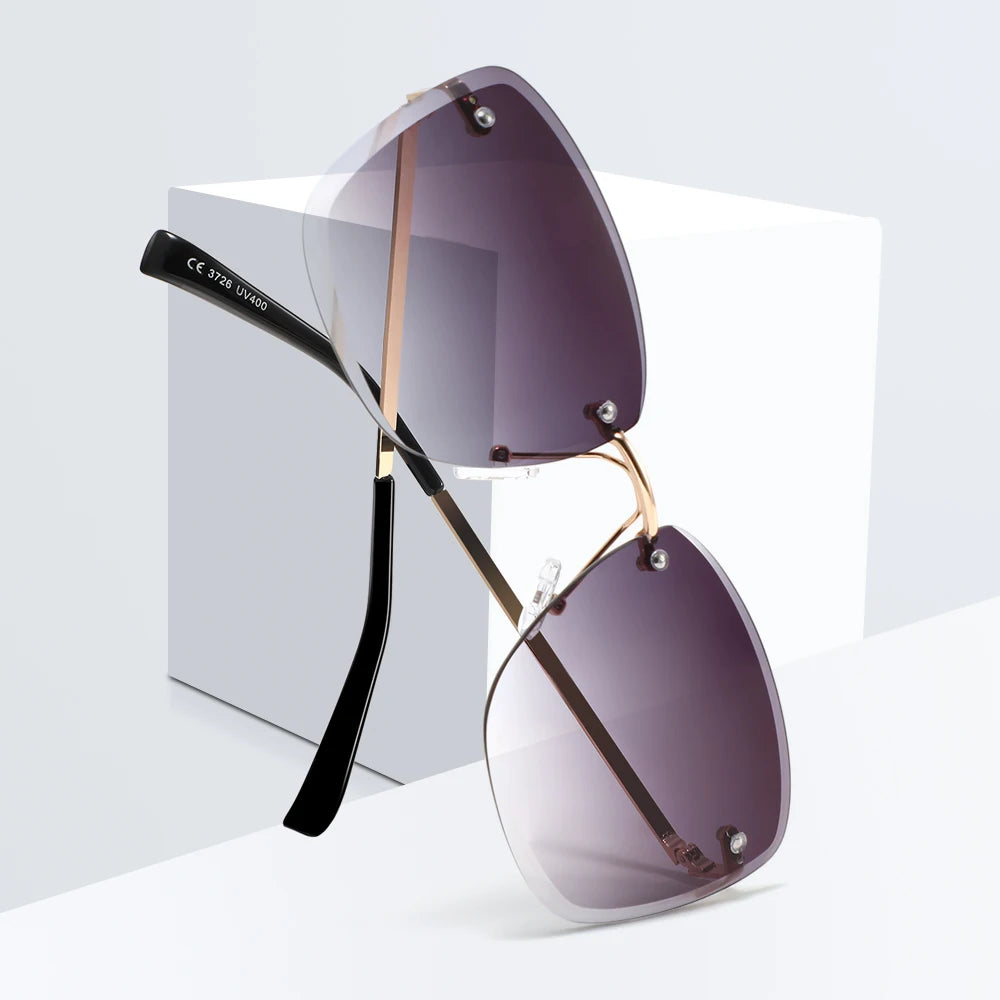 2024 Lunettes De Soleil New Arrival Metal Sun Glasses square Frame Shades Rimless UV400 Sunglasses Men