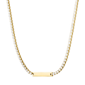 Fashion 18k Gold Plated Stainless Steel Custom Name Engravable Blank Plate Diamond Tennis Necklace