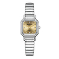 Japan Quartz Fashion Women's Square Case Stainless Steel Wristwatch Couple Flexible Stretch Band Waterproof Gift