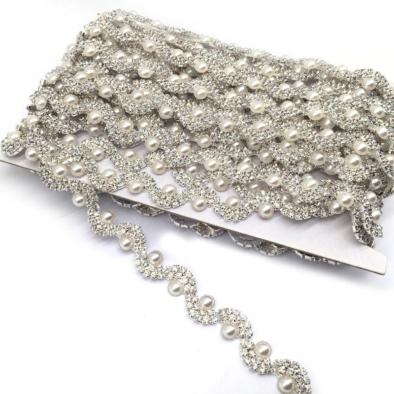 Wholesale Bridal Crystal Diamond Rhinestone Beaded Chain Rhinestone Trimming Chains