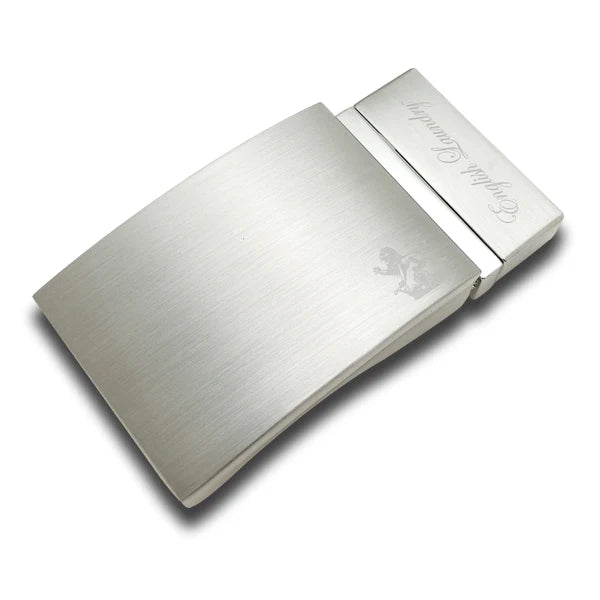 35mm Zinc Alloy Reversible Plate Belt Buckle with Screw Mounting Laser Engraved Logo Dual Finish OEM Factory
