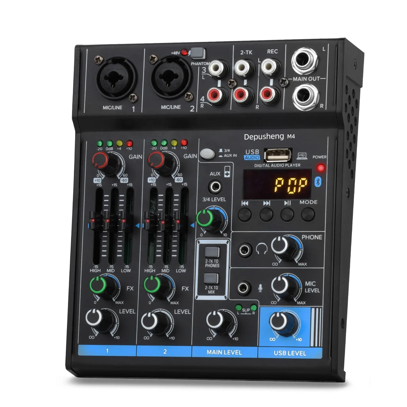 Depusheng M4 Professional Hot Selling Portable Digital USB Recording Studio 4 Channel Mini Audio Mixer