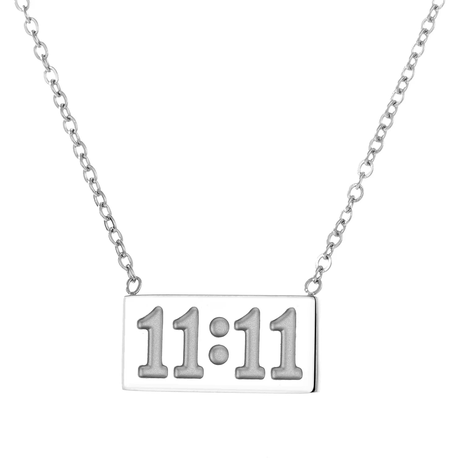 Hot 18k Pvd Gold Plated Stainless Steel 18k Pvd Gold and Silver Angel Numbers 11:11 Chain Pendant Necklace for Women