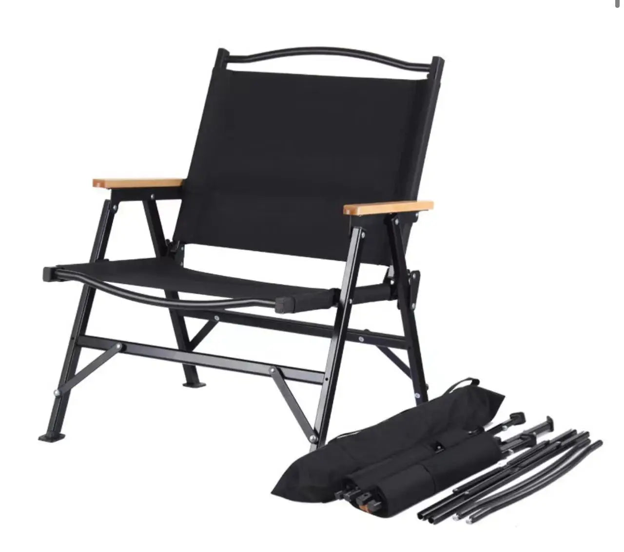 WOQI Modern Durable Aluminum Teak Oxford Fabric Foldable Portable Chair Indoor Outdoor Garden Use