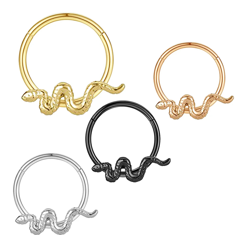 Wholesales Nose Piercing Jewelry 16g Snake Segment Hoop Nose Septum Jewelry Mix 4 Colors 50pcs Cheap Price Factory Sales Cartial