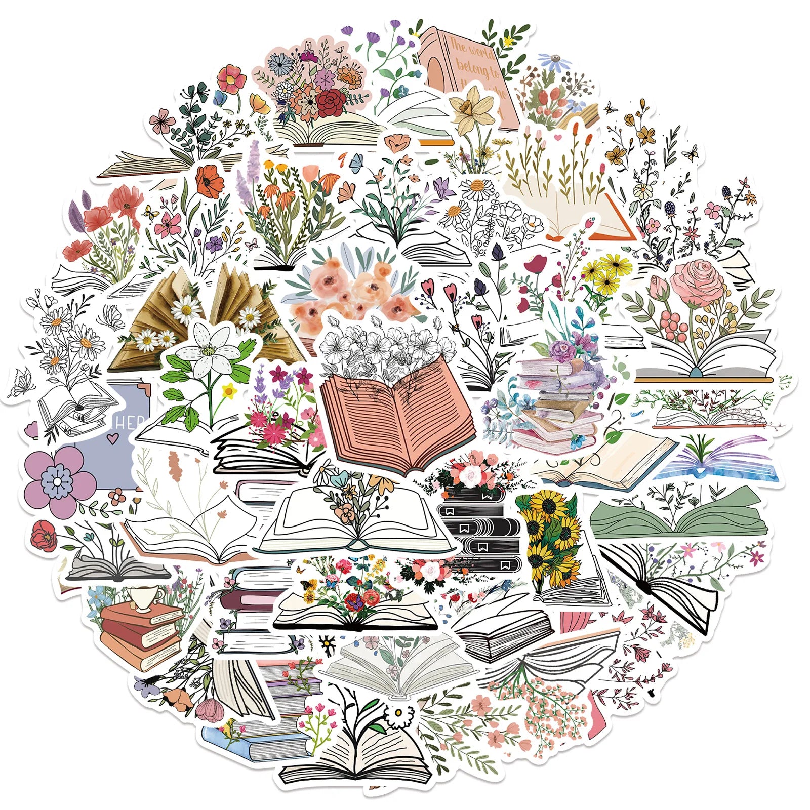 E-50 Cartoon Books Floral Graffiti Stickers for Decorated Suitcase Pen Guitar Note Book Waterproof Burst Wholesale