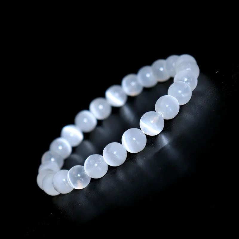8MM Wholesale Natural Round White Selenite Beads Bracelets for Woman Girl Jewelry 6MM