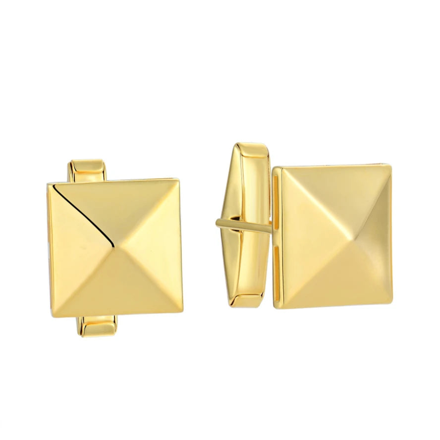Polished Finish Formal Wear Cufflinks Luxury Gold Plated Square 925 Sterling Silver Men Cufflinks