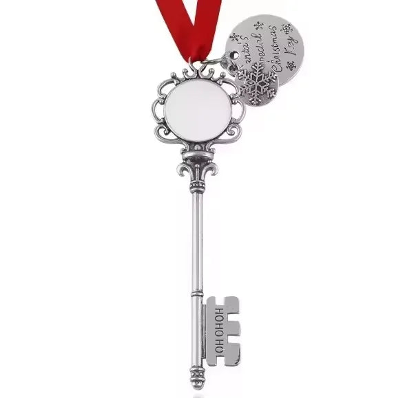 Personalized Silver/Gold Sublimation Santa Key Metal Ornament 105x33mm Christmas Home Decoration