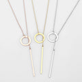 Minimalist Jewelry Customized Y Shape Round  Ring Gold Plated Stainless Steel Pendant Bar Necklace for Women