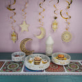 MAIFENG New Muslim Home Decoration Gold Comfortable Iron Serving Tray Cake Stand 2.95cm for Eid and Ramadan Festival Dinner Use