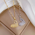 Fashion 18k Gold Plated Stainless Steel Cubic Zirconia Heart Necklace Jewelry Personalized Sparkling Pendant Necklace for Women