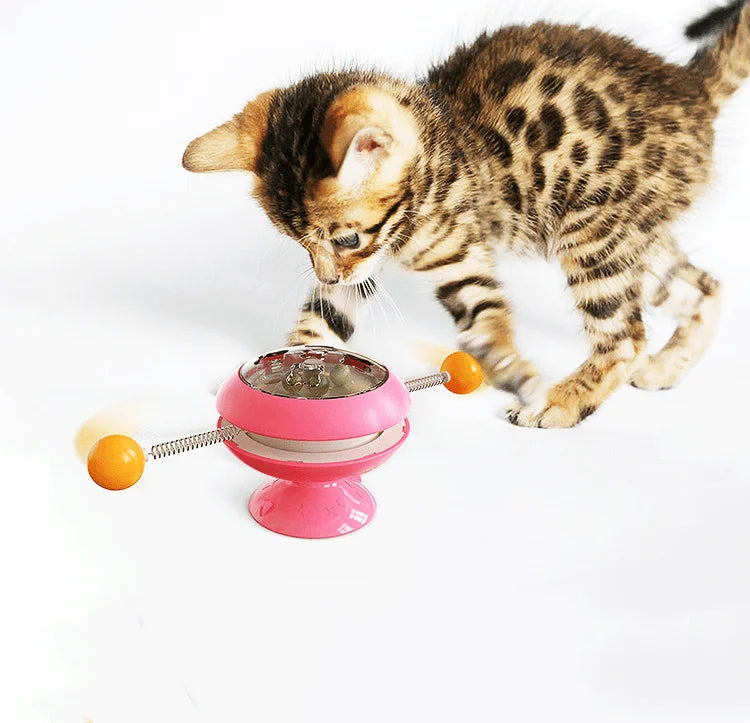 Motion-activated Pet Windmill Interactive Toys Gyro Turntable Cat Toy With Catnip Balls Catnip Toys for Cat