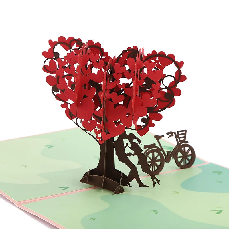 New Valentine's Day 3D Card Love Tree 3D Paper Carving Card Creative Blessing Card
