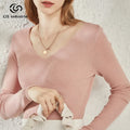 Custom Logo Merino Wool T Shirts Pullover Long Sleeve Ribbed Knitting Basic Knit for Women Casual Style Wool Sweater Knitwear