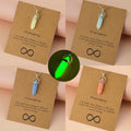 Dainty Luminous Hexagonal Prism Shaped Glowing in Dark Natural Stone Bullet Pendant Necklace Jewelry for Women