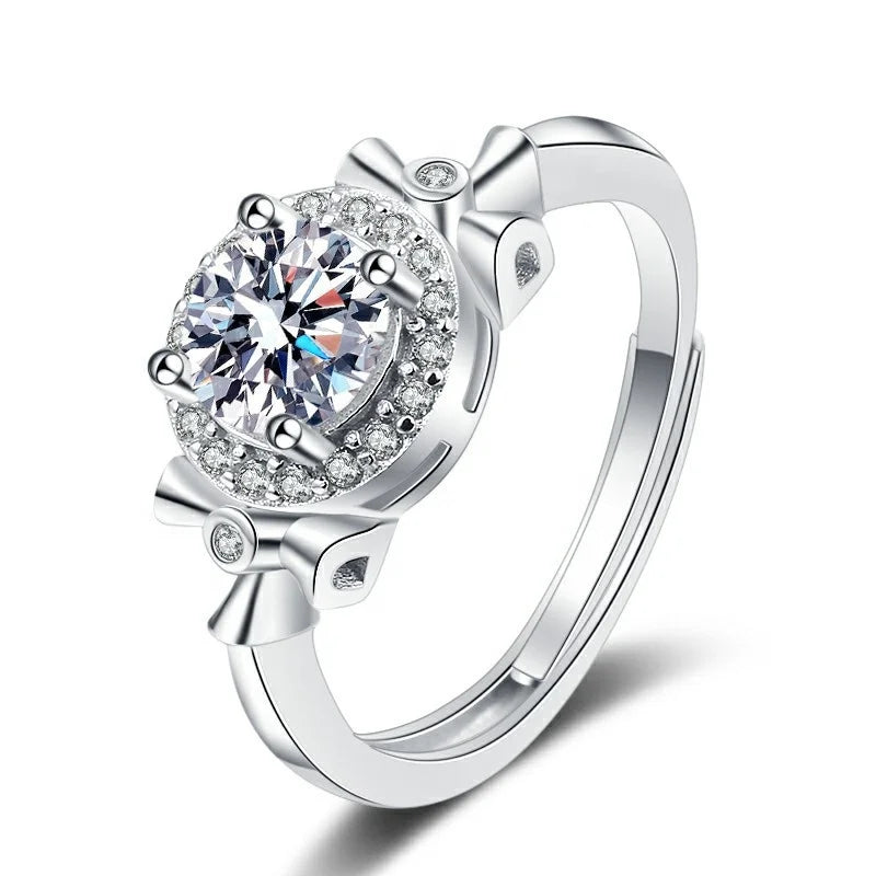 1ct White D Color VVS Moissanite 925 Sterling Silver Rings Fancy Moissanite Ring Diamond Wedding Engagement Gold Plated Ring