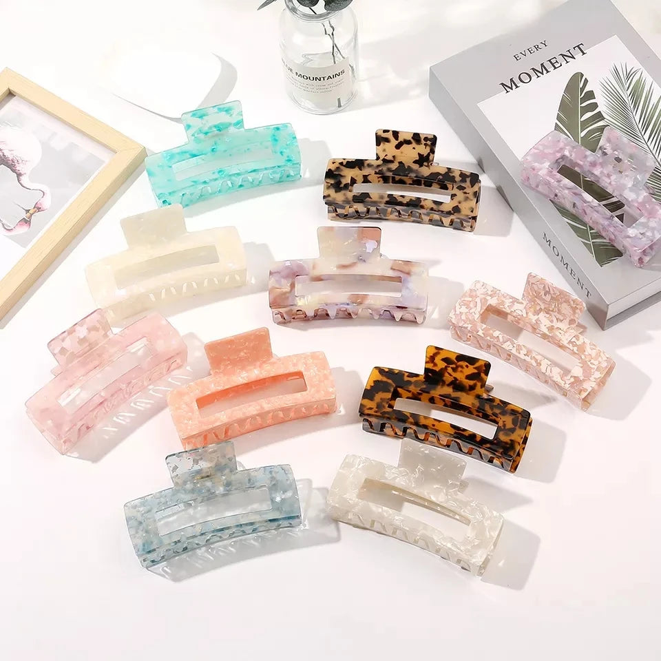 Jachon Custom Logo Hair Claw Clip 5.1 Inch Large Acetic Acid Hair Clamp Non Slip Grip Jaw Clips Cellulose 13cm Acetate Jaw Clips
