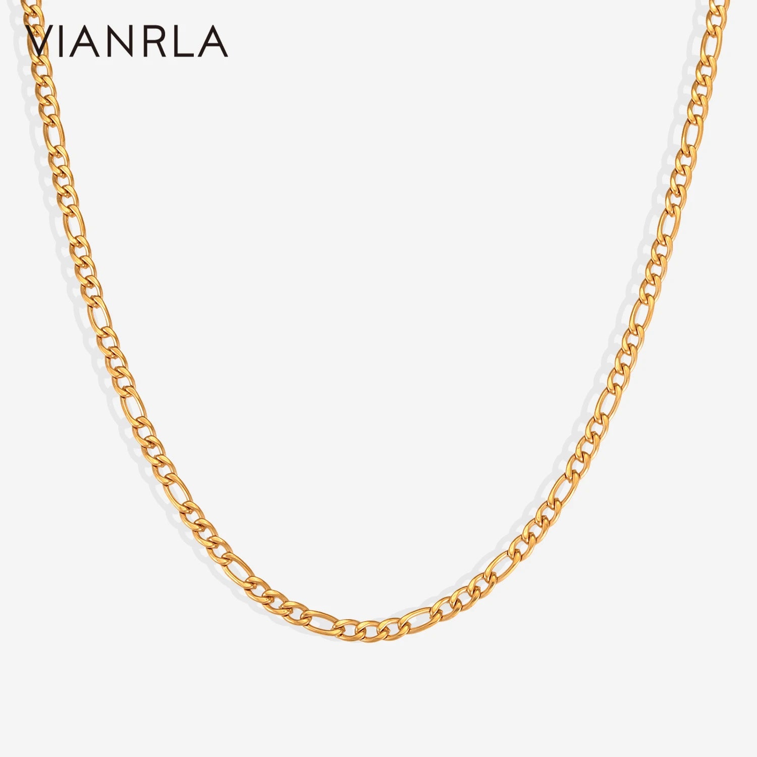 VIANRLA Stainless Steel Necklace Humanoid Chain 18K Gold PVD Plated Daily Jewelry