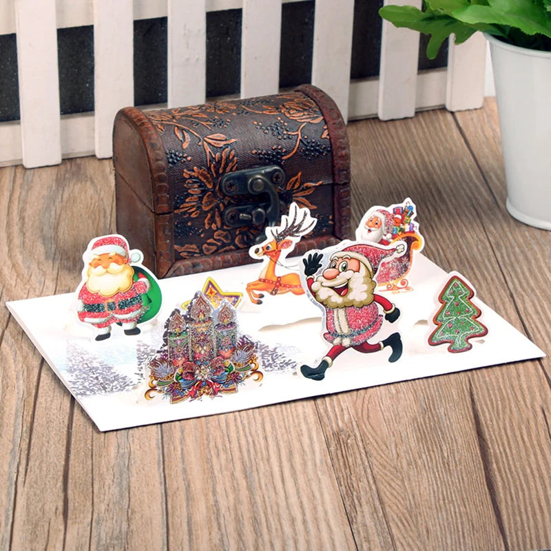 Laser Cut Cute Patterned Christmas Paper Greeting Card Simple Printing Christmas Gift Paper Cards With Envelopes