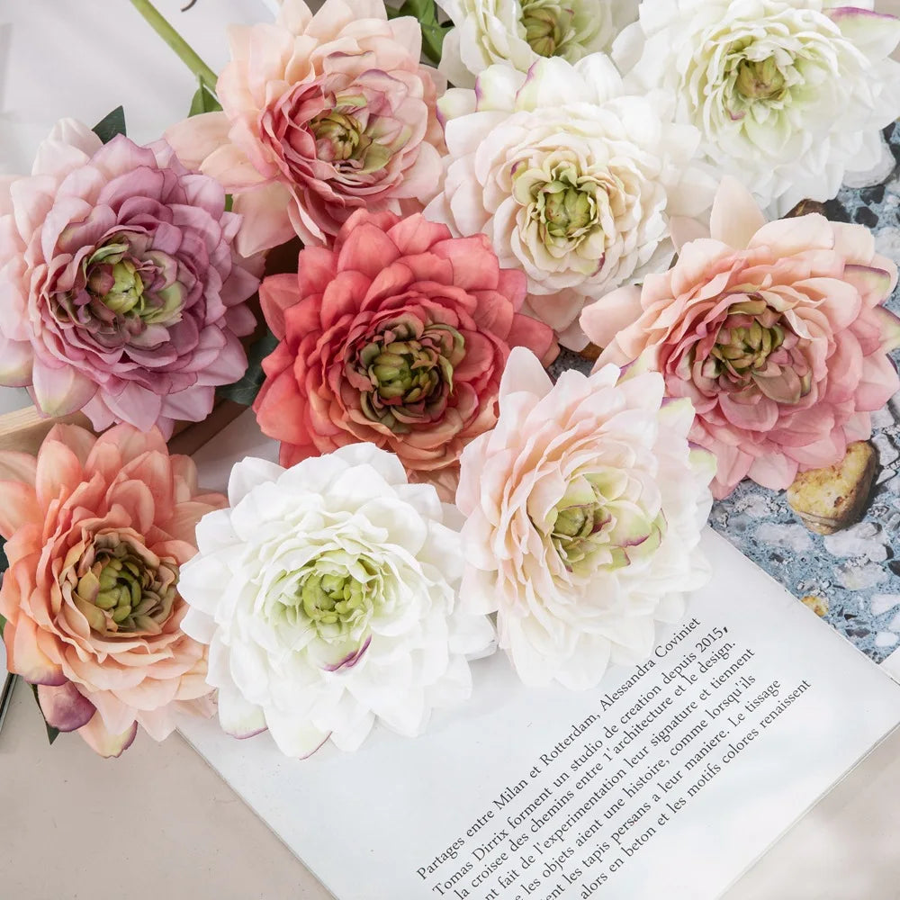 A-1241 Single Stem Faux Artificial Dahlia Silk Flower Wedding Flower Decoration Dahlia Flower Artificial