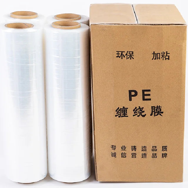 LLDPE Stretch Wrap Roll Film Water Soluble PE Packing Custom Logo Printing Factory Price 50cm*120m*18mic LLDPE 500mm Width Soft