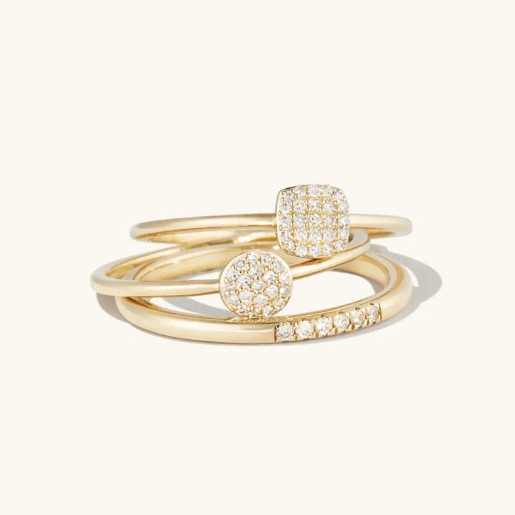 Minimalist 14k Gold Plated 925 Sterling Silver CZ Diamond Stackable Ring Set for Women